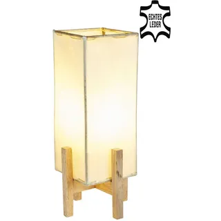 Marrakesch Orient & Mediterran Interior Nachttischlampe Orientalische Lederlampe Janka modern aus Leder in Natur/Braun 39 cm, Handarbeit beige