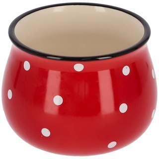 KOTARBAU® Keramik Blumentopf Übertopf ⌀ 110 mm Rot in Weiße Punkte Erbsen