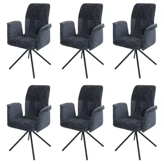 Mendler Esszimmerstuhl HWC-N99 Stoff dunkelgrau 6er Set