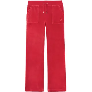 Sweathose JUICY COUTURE "DEL RAY PANT _ Damen", Mädchen, Gr. S, EURO-Größen, rot (astor rot), Samt, 95% Polyester, 5% Elasthan, figurbetont, Hosen Sweathose, Trainingshose Damen, Sweathose, Velour, Jogginghose mit Glitzer, Sale