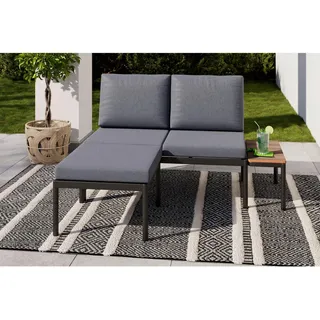 Ambia Garden Loungegarnitur, Natur, Dunkelgrau, Metall, Kunststoff, Textil, 3-teilig, Füllung: Polyester,Schaumstoff, seitenverkehrt montierbar, 134x70x68 cm, wetterbeständig, Loungemöbel, Gartenlounge-Sets