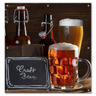 Sonnenschutz Biervarianten - Pils im Glas Flaschenbier Schild Craft Beer, Wallario, blickdicht, mit Saugnäpfen, wiederablösbar und wiederverwendbar braun 96 cm x 100 cm
