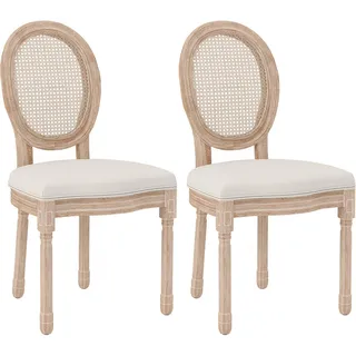 Homcom Esszimmerstuhl Küchenstuhl Polyester Cremeweiß 2er Set