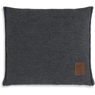 KNIT FACTORY - Jesse Kissen - Anthrazit - 50x50 cm | Sofakissen mit Füllung und Bezug - Couchkissen - Zierkissen - Gestrickter Dekokissen - Zeitloses Design