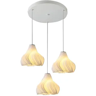 Buhdjfnke 3D-Gedruckter Cluster-Kronleuchter mit 3 Lichtern, Wellendesign, Deckenleuchter für Schlafzimmer, Kücheninsel, Wohnzimmer E
