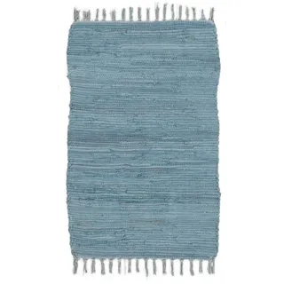 ABC Italia Italia Fleckerlteppich Läufer Reine Baumwolle 30C In Waschmaschine Waschbar , Größe:50 x 80 cm, Blau