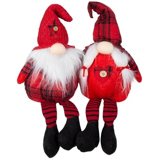 Christmas Paradise Weihnachtsfigur sitzender Wichtel 25cm (50cm) (Dekofiguren, 2 St., im Set), Gnom Kantenhocker, Pärchen - Mann und Frau, Weihnachtsdeko Rot rot