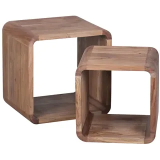 FineBuy Couchtisch FB25167 Massivholz 2er Set