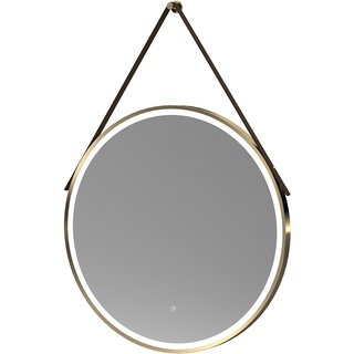 LED-Spiegel, rund, modern mit Rahmen in gebürstetem Messing 800mm - Hudson Reed