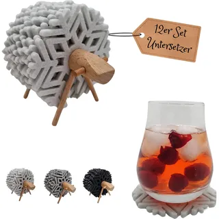 12er Set Filz Untersetzer für Gläser. Getränke-untersetzer mit cleveres Halter. Glas untersetzer-Set und tassenuntersetzer. Glasuntersetzer Filz, Coasters, untersetzer gläser (Weiß)