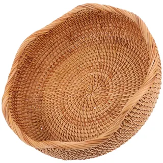 JECOMPRIS Geflochtener Brotkorb Geflochten aus Natürlichem Rattan Runder Brotkorb für Küche und Zuhause Vielseitig und Platzsparend mit Minimalistischer Optik