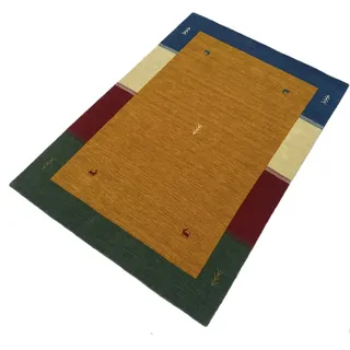 WAWA TEPPICH Orientalischer Teppich Gabbeh Loom handgemacht 100% Lori Buff Debbich (Gelb), 120_x_180_cm