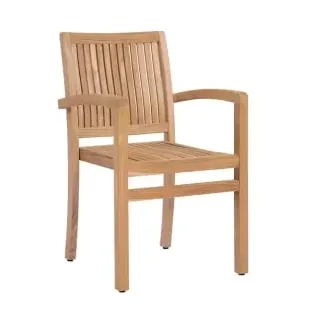 Zebra Bueno Stapelsessel aus massivem Teakholz, ergonomisches Rückenteil