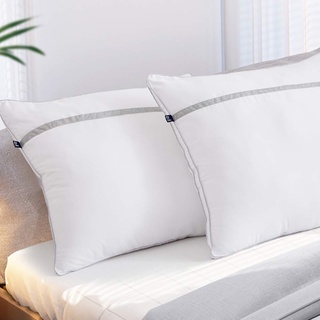 BedStory [Kissen-Set, 2 Stück, 65 x 65 cm, mittelgroß, 65 x 65 cm, mit 3D-Füllung, Polyesterfaser, aufblasbar und formbeständig, schweißhemmend, für Hotel, Bett, Sofa