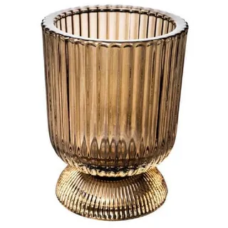 Sandra Rich Windlicht Windlicht "GOBLET" 11,5cm, Teelichthalter Teelichtglas Kerzenglas braun