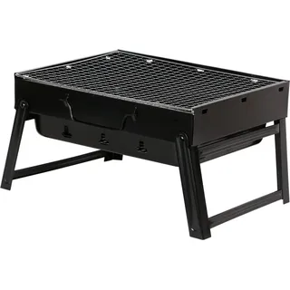 Tragbarer BBQ Klappgrill | Camping Grill Holzkohlegrill | Holzkohle Minigrill | Klappbarer Kohlegrill - Schwarz