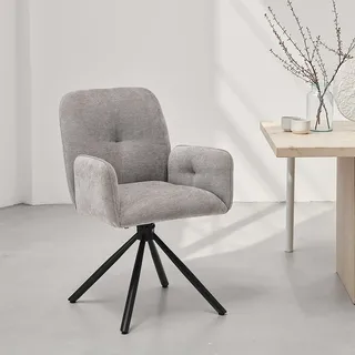 Homestyle4u Polsterstuhl grau Polyester drehbar 6er Set