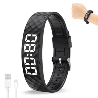 Witfoam Wecker Armband – Smartes Vibrationsarmband für Sanftes Aufwachen, Schlafphasen-Tracker, Leise, mit Langer Akkulaufzeit für Besseren Schlaf Und Energie, Schwarz