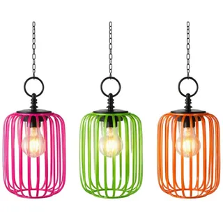 formano Gartenfigur 3er Set 23 cm Solar Windlicht Hängend LED Solarlaterne Metall IP44 bunt