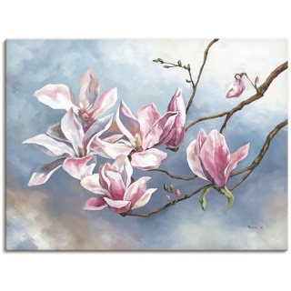 Wandbild ARTLAND "Magnolienzweig" Bilder Gr. B/H: 120 cm x 90 cm, Leinwandbild Blumen, 1 St., pink Kunstdrucke