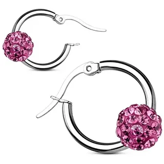 BUNGSA Ohrring-Set Creolen Ferido Kristall Silber aus Edelstahl Unisex pink (1 Paar (2 Stück), 2-tlg), Ohrschmuck Ohrringe silberfarben