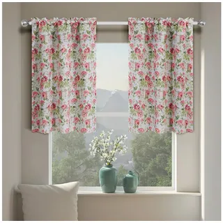 BYSURE Scheibengardine, Stangendurchzug (2 St), Landhaus Küche Kurzgardinen rosa 60 cm x 90 cm
