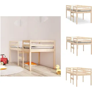 vidaXL Hochbett 80x200 cm Massivholz Kiefer -  Betten & Bettgestelle - Braun