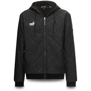 PUMA Workwear Winterjacke Herren mit Kapuze und Steppmuster - Warm gefüttert - Mit Kordelzug Robuste Arbeitsjacke für Handwerk Produktion Logistik und Baugewerbe schwarz XXL