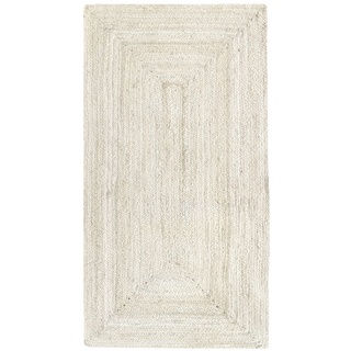 HAMID - Jute Teppich Elfenbein, Alhambra Teppich Handgefertigt Jute 100% Naturfaser de Jute, Wohnzimmer, Esszimmer, Schlafzimmer, Flurvorleger, Farbe Elfenbein, (80x150cm)