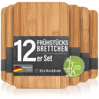 bonsport Frühstücksbrettchen Holz 12-tlg. 22 x 14 x 0,8 cm Braun