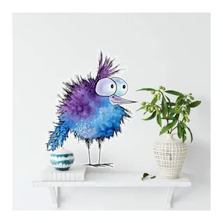 K&L Wall Art Wandtattoo Wandtattoo Hagenmeyer Lebensfreude Flur Sticker Schräger Vogel lila, Wandbild selbstklebend, entfernbar blau 40 cm x 50 cm