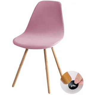 Highdi Samt Schalenstuhl Bezug, Stuhlbezug 1/2/4/6 er Set Stuhlbezüge Stretch Esszimmerstühle Bezug Moderne Elastischer Stuhlhussen Abnehmbar Waschbar Küchenstühle Husse (1PC,Rosa)