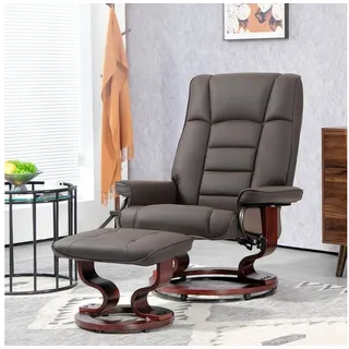 Homcom Relaxsessel Kunstleder 76 x 104 x 85 cm Braun mit Hocker