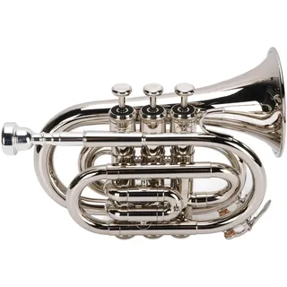 Bb-Trompete, N plattierte Basstrompete Ergonomische tragbare Bb-Taschentrompete für Anfänger, Studenten, Reisende und Profis, doppeltes Entwässerungsventil