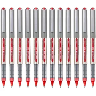 Uni-Ball eye fine UB-157E Tintenroller silber 0,4 mm, Schreibfarbe: rot, 12 St.