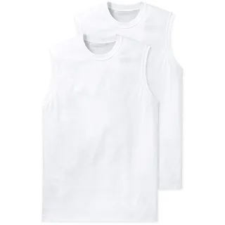 SCHIESSER Herren Unterhemden, 2er Pack - "Essentials", Muscleshirt, Rundhals, Baumwolle Weiß L