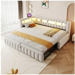 Odikalo Schlafsofa Schlafcouch Tagesbett Daybed Daybett USB Kopfteil 90x200cm Mehrfarbig beige