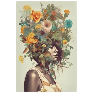 artboxONE Poster 30x20 cm Floral Sommer Frauen Blumenkopf - Bild Argo pop Art Blumen Frau gemälde blumenkopf