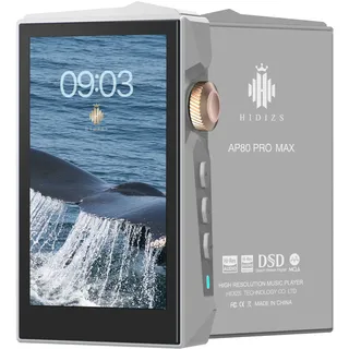 Hidizs AP80 PRO MAX MP3 Player mit Bluetooth WLAN Zwei DAC Chips DAP | ES9219C, Hi-Res Streaming DLNA und AirPlay Wireless MQA 16X Native DSD256256 & 32bit/384kHz PCM 2 TB SD-Unterstützung, Grau