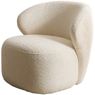 DELIFE Cocktailsessel Pulo, Bouclé Weiß 80x80 cm Loungesessel weiß