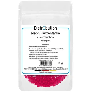 DistrEbution Kerzenmalfarbe Neon Kerzenfarbe zum Tauchen 10g, hochkonzentriert, zum Kerzen färben rosa