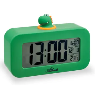 Kinderwecker Digital LCD Tiermotiv Dino Melodiealarm Nachtlicht - 2169/6 (Grün)