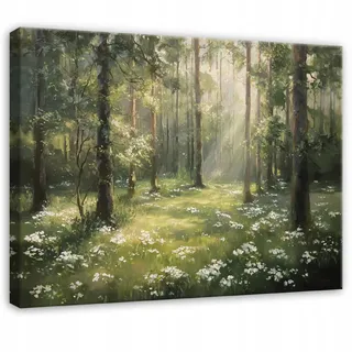 Leinwandbild Wald Und Bäume Natur, Beruhigende Landschaft Für Schlafzimmer, Wohnzimmer Und Küche, Hochauflösender Druck, 120 X 80 Cm