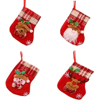 4 Paar Weihnachtsstrümpfe, Personalisierte Weihnachtsstrümpfe, Hängende Weihnachtsstrümpfe, Weihnachtsbaumschmuck, 4 Größen, Glockenstil.