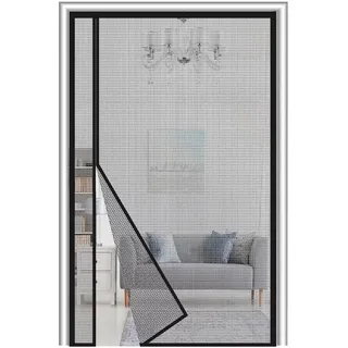Fliegengitter Tür Magnet 140x200cm Seitenöffnung Fiberglas, Reversible Links Rechts Balkontür Fliegengitter Insektenschutz Fliegenvorhang ohne Bohren für die Balkontür Terrassentür,Schwarz
