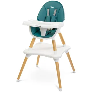CARETERO Tuva Baby Hochstuhl - Skandinavisches Design - Baby Essstuhl von 6 Monaten bis 3 Jahre - Max. Belastung 15 kg - 2in1 Hochstuhl oder Stuhl + Tisch - Verstellbares Tablett - Dunkelgrün