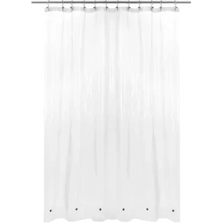Barossa Design innerer Duschvorhang mit 6 Magneten, transparenter Kunststoff-Duschvorhang, durchsichtiges Vinyl, mit Metallösen, für Badezimmer, transparent, 178 x 183 cm