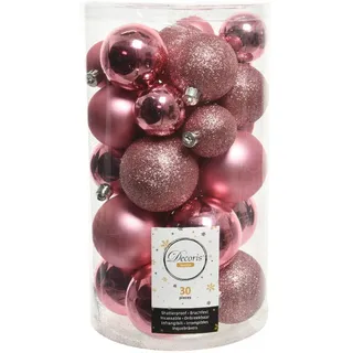 Christmas Decorations Weihnachtskugeln Kunststoff 4-6cm Mix 30er Set - Lippenstiftrosa