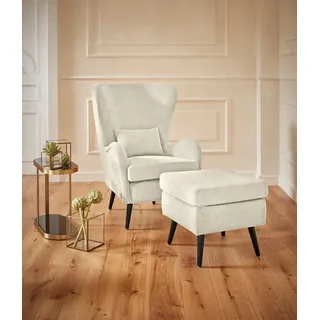 OTTO home Sessel Salla auch in Fellimitat und Feincord, viele Bezugsarten, Ohrensessel, wahlweise mit oder ohne Hocker; großer Sessel: Maße B/T/H: 78/94/118cm beige
