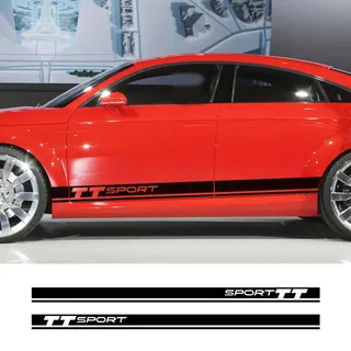 GUPEB 2 STÜCKE Sport Auto Tür Seitenschweller Streifen Aufkleber Auto Aufkleber, passend für Audi TT 8n 8j 8s MK1 MK2 MK3 Karosserie Dekor Vinylfolie